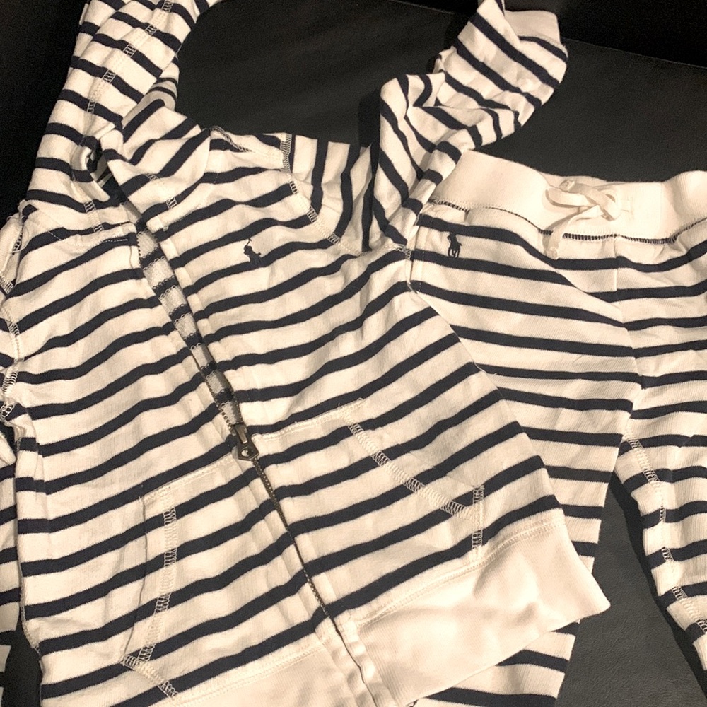 POLO Ralph Lauren kids sweatsuit size 3T white with navy stripes boys girls